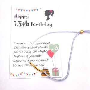 13th birthday milestone adjustable tennis bracelet